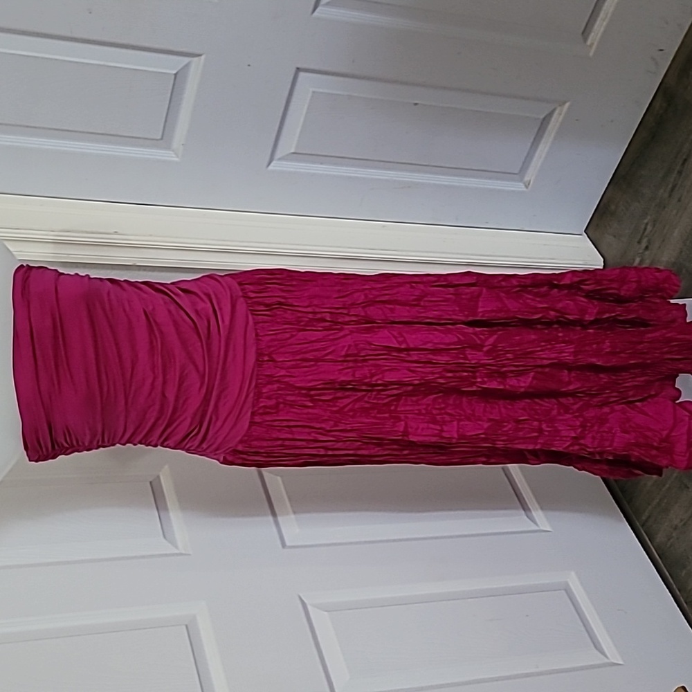 Magenta Off the Shoulder Dress